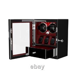 Red Automatic 2-8 Watch Winder Display Storage Case Box Jewelry Drawer LED Light