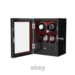 Red Automatic 2-8 Watch Winder Display Storage Case Box Jewelry Drawer LED Light