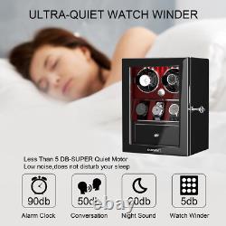 Red Automatic 2-8 Watch Winder Display Storage Case Box Jewelry Drawer LED Light