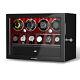 Red Automatic 4 Watch Winder Case With 6 Watches Display Storage Box Led Light