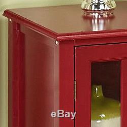 Red Display Cabinet Case Glass Doors Shelf Dining Room China Storage Organizer