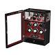 Red Fingerprint Lcd Automatic 6 Watch Winder Box With Watch Storage Display Case