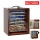 Reddish Brown Wood Miniature Display Case With 6 Adjustable Trays, Easy Assembly