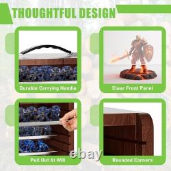 Reddish Brown Wood Miniature Display Case with 6 Adjustable Trays, Easy Assembly