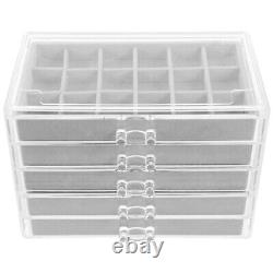 Rock Collection Box Multi Grid Display Case Rock Storage Organizer Crystal