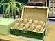 Rolex Watch Box Case Storage Multi 10 Watch Green Display Usa Seller