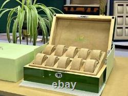 Rolex Watch Box Case Storage Multi 10 Watch Green Display USA SELLER
