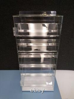 Rotating Display Case Lockable Storage Keys Clear Acrylic Two Sided Retail Stand