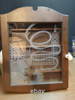 Sherlock Holmes Wooden Tobacco Pipe Display Case Storage Cabinet with Etched Glass