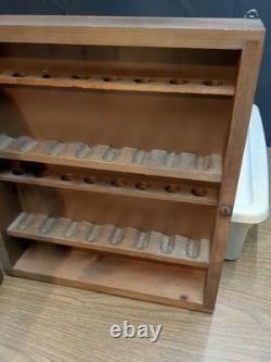 Sherlock Holmes Wooden Tobacco Pipe Display Case Storage Cabinet with Etched Glass