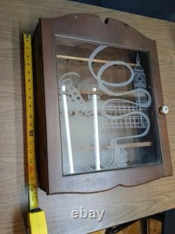 Sherlock Holmes Wooden Tobacco Pipe Display Case Storage Cabinet with Etched Glass
