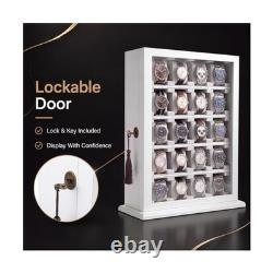 Silipull 30 Piece Watch Display Case Wall Mounted White