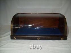 Small Antique Curved Glass & Wood Display Case Nice Country Store Showcase