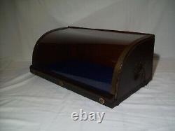Small Antique Curved Glass & Wood Display Case Nice Country Store Showcase