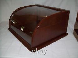 Small Antique Curved Glass & Wood Display Case Nice Country Store Showcase