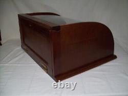 Small Antique Curved Glass & Wood Display Case Nice Country Store Showcase