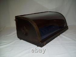 Small Antique Curved Glass & Wood Display Case Nice Country Store Showcase