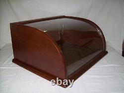 Small Antique Curved Glass & Wood Display Case Nice Country Store Showcase