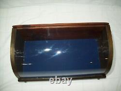 Small Antique Curved Glass & Wood Display Case Nice Country Store Showcase