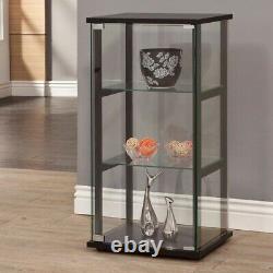 Small Curio Cabinet Glass Doors Display Case Home Storage 3 Tier Shelves Show