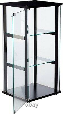 Small Curio Cabinet Glass Doors Display Case Home Storage 3 Tier Shelves Show