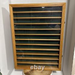 Solid Wood Display Case With Glass Door Minifigs Golf Balls Diecast Cars Toys