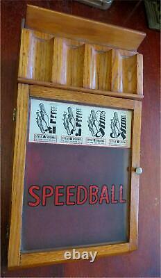 Speedball Pen nibs Country Store glass case Display 1930's-40's wood box