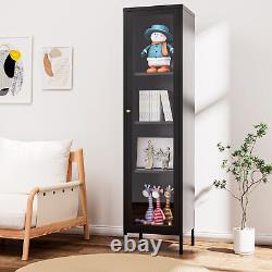 Steel Display Cabinet with 3C Tempered Glass Adjustable Shelf Curio Storage Case