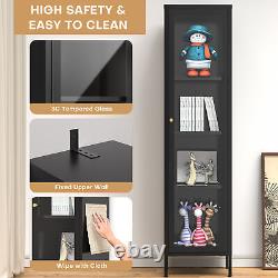 Steel Display Cabinet with 3C Tempered Glass Adjustable Shelf Curio Storage Case