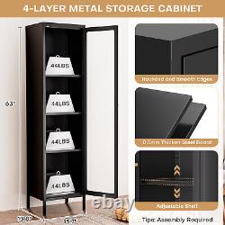 Steel Display Cabinet with 3C Tempered Glass Adjustable Shelf Curio Storage Case
