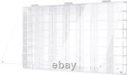 Sturdy 56-Slot Clear Acrylic Display Case for Collectible Toy Cars 24x14