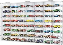 Sturdy 56-Slot Clear Acrylic Display Case for Collectible Toy Cars 24x14