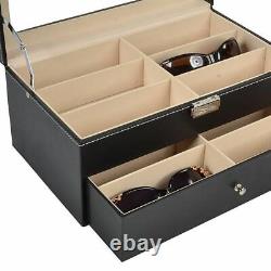 Sunglasses Organizer Storage Box Case Leather Drawer Eyeglass Display Glasses
