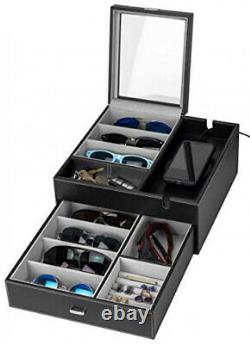 Sunglasses Organizer Storage Display Case Dresser Valet Box Black/Gray