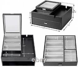 Sunglasses Organizer Storage Display Case Dresser Valet Box Black/Gray