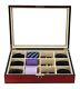 Timelybuys Display Case For 12 Ties Belts And Accessories Cherry Wood Storage