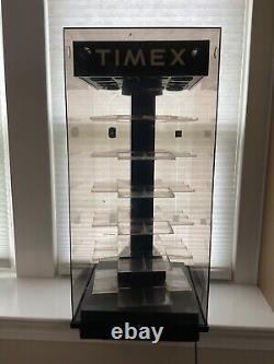 TIMEX COUNTER TOPBREVOLVING WATCH DISPLAY CASE Tall Lighted Works See Video