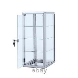 Tempered Glass Countertop Display Case Store Fixture Showcase with Shelves&lock