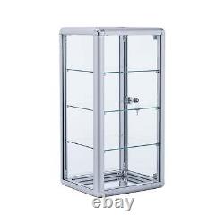 Tempered Glass Countertop Display Case Store Fixture Showcase with Shelves&lock