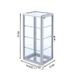 Tempered Glass Countertop Display Case Store Fixture Showcase with Shelves&lock