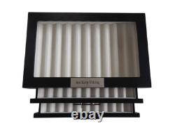 Timelybuys 30 Piece Black Ebony Wood Personalized Pen Display Case Storage and F
