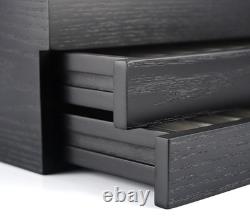 Timelybuys 30 Piece Black Ebony Wood Personalized Pen Display Case Storage and F