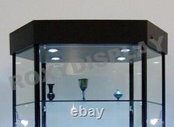 Tower LED Black Display Showcase Store Fixture Assembled WithLights #SC-WL35BK
