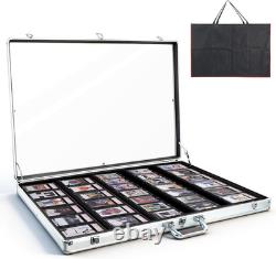 Trading Card Display Case 34x22 Card Show Storage Holder Alloy Lock Silver Game