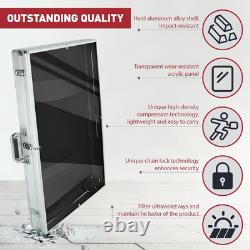 Trading Card Display Case 34x22 Card Show Storage Holder Alloy Lock Silver Game
