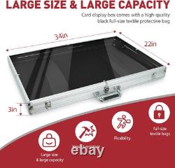 Trading Card Display Case 34x22 Card Show Storage Holder Alloy Lock Silver Game