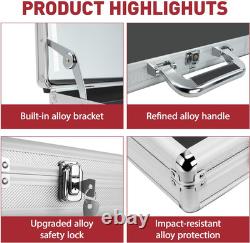 Trading Card Display Case 34x22 Card Show Storage Holder Alloy Lock Silver Game