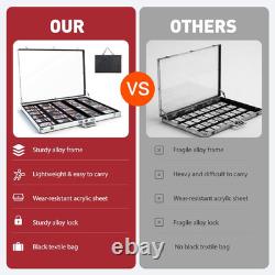 Trading Card Display Case 34x22 Card Show Storage Holder Alloy Lock Silver Game