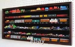 Train Display Case HO N Z Car 1/64 Model Toy Matchbox Mahogany Wall Rack Cabinet