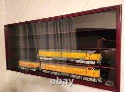 Train Display Case O Scale Black Railroad Model Locomotive Wood Toy Rack Cabinet